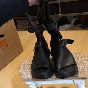 Black Women's Open-Toe Boots